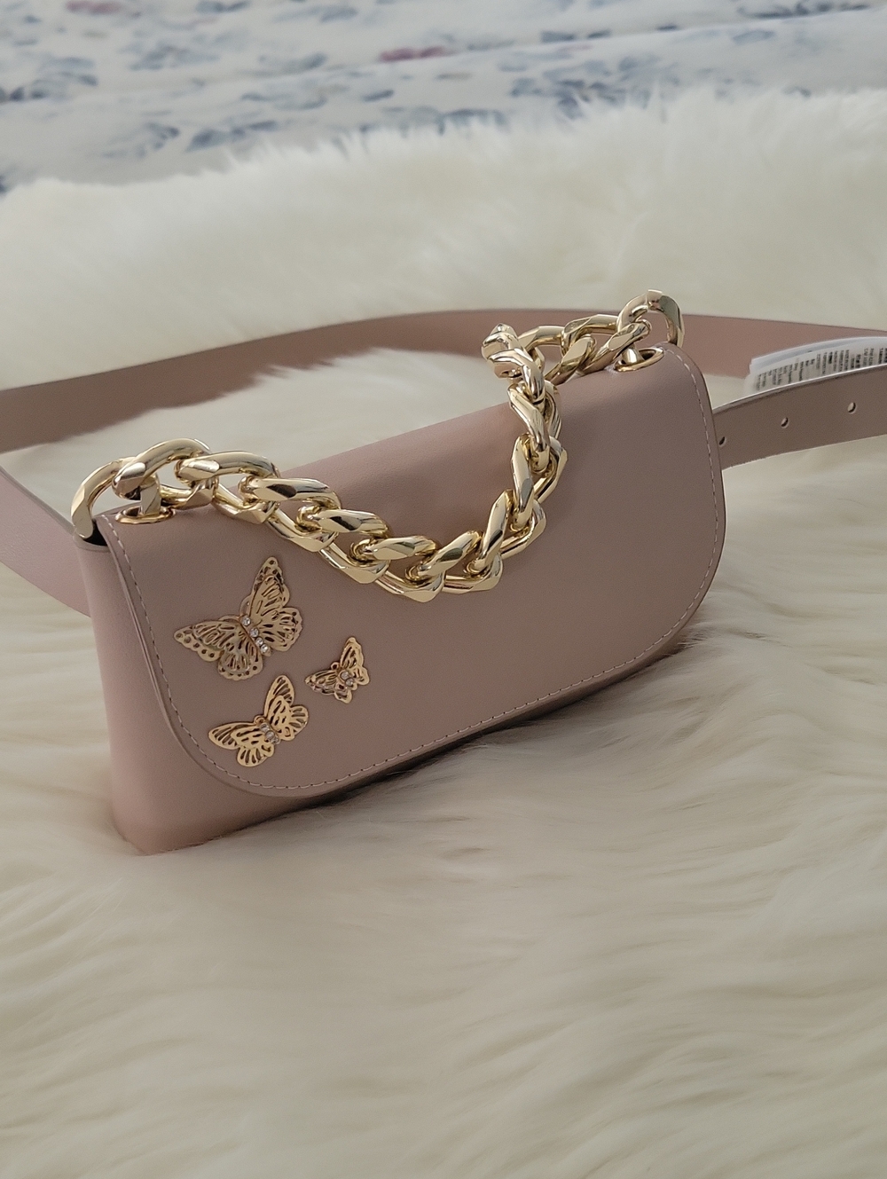 Aldo Women's Pink Butterfly Accent Belt Bag.